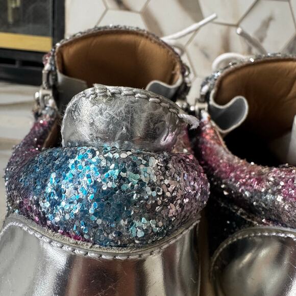 Giuseppe Zanotti Women’s Gail Rainbow Glitter Sneakers Size 40 Zip Up & Laces - Picture 5 of 11